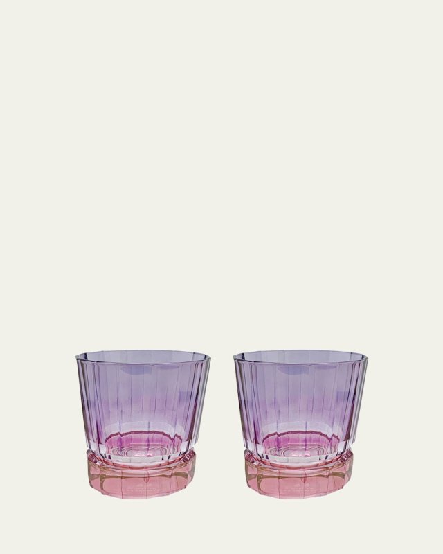 Purple Shaded Short Glass Tumblers, Set of 2